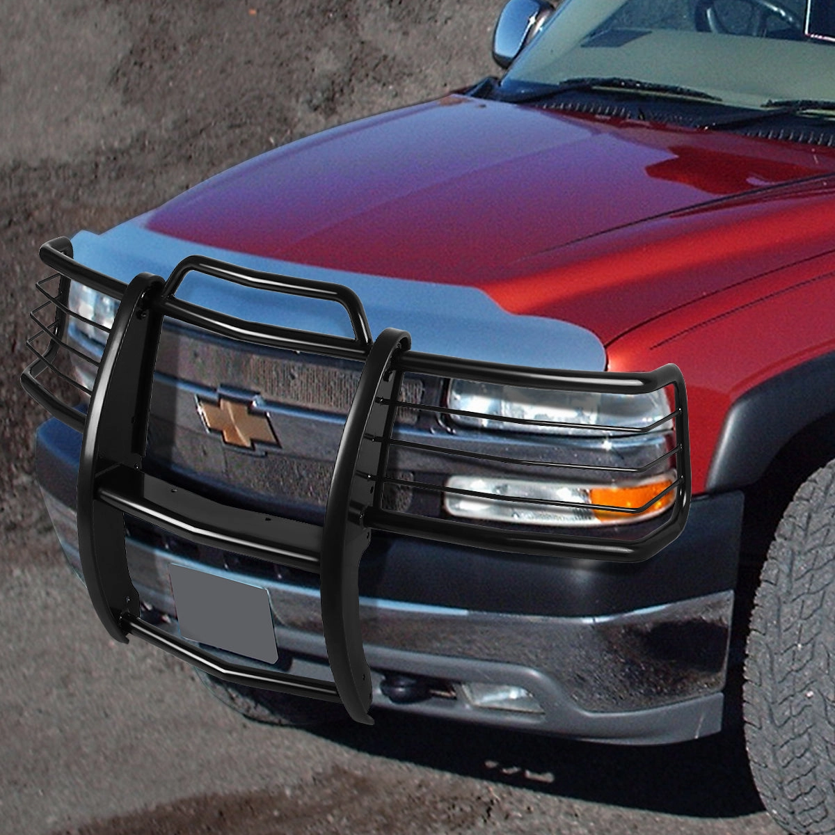 01-06 Chevy Silverado 1500HD 2500HD 3500 Brush Grille Guard - Steel - Black