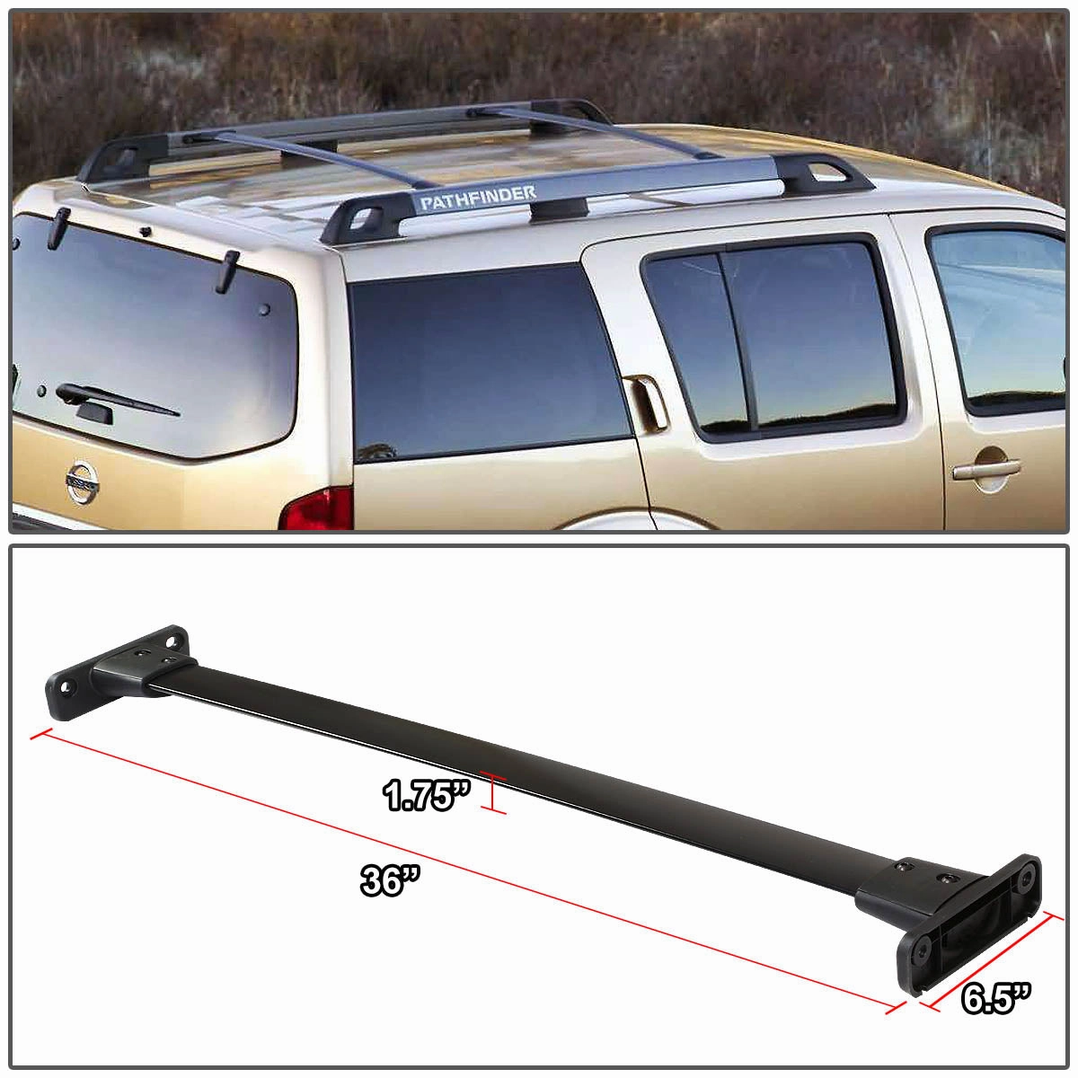 05-12 Nissan Pathfinder Factory Style Roof Rack Cross Bars - Aluminum