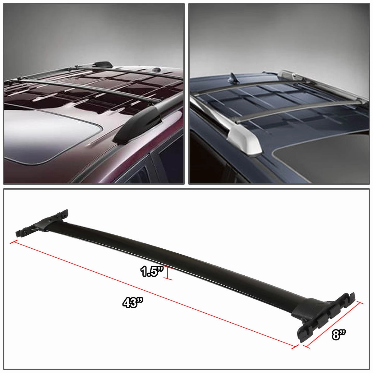 08-13 Toyota Highlander Factory Style Roof Rack Cross Bars - Aluminum