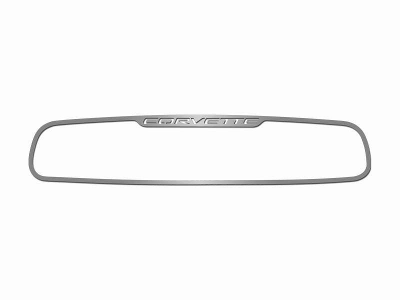 1997-2004 C5/Z06 Corvette - Rear View Mirror Trim 'Corvette' Style [Standard] | Brushed Stainless