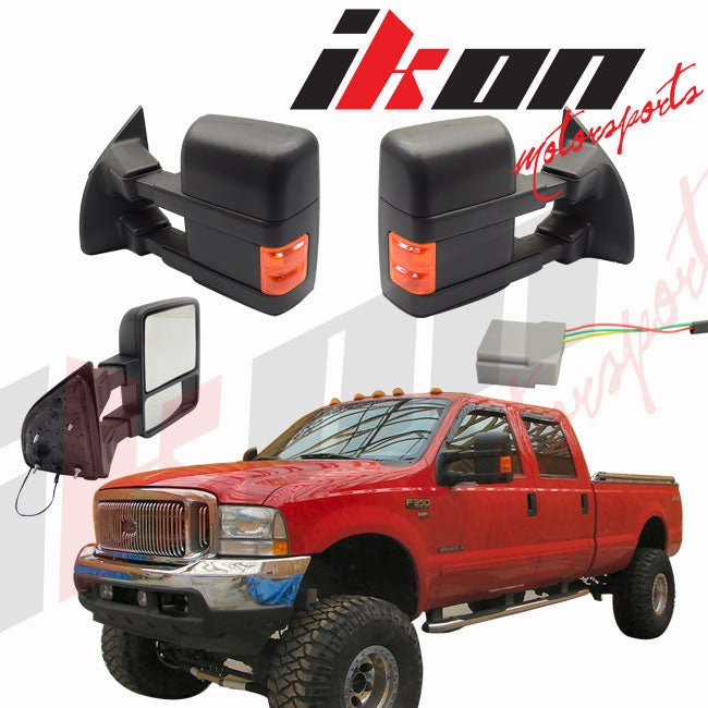 1999-2007 F250 Side View Towing Mirror Power Dual Arm Pair Non Heated