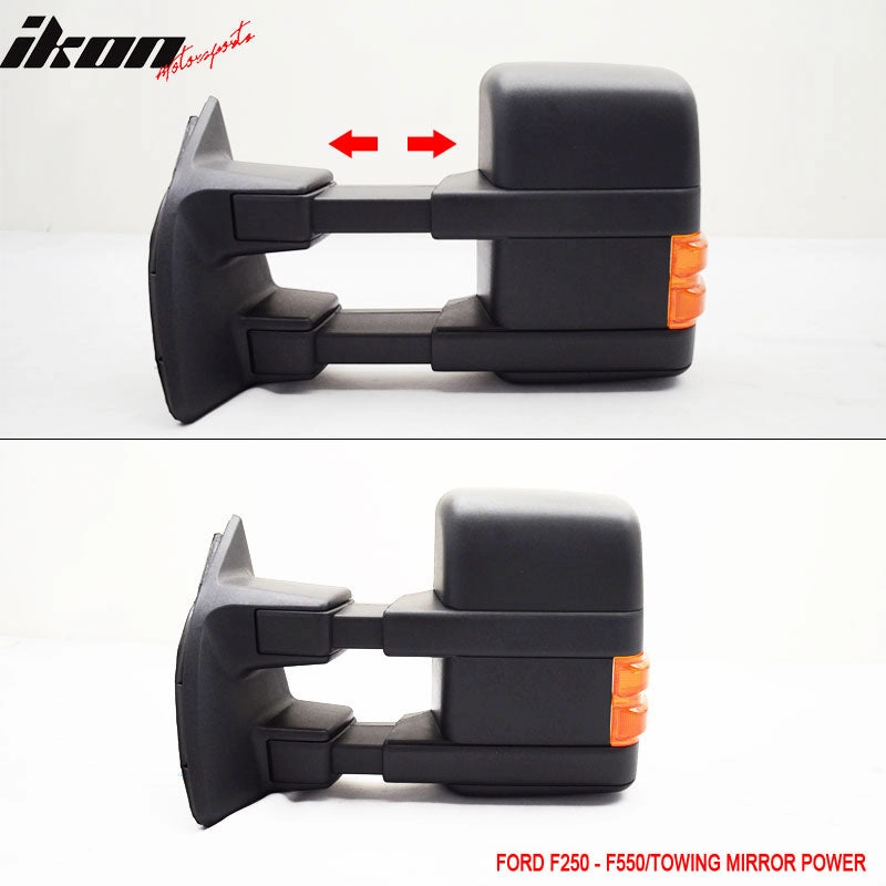 1999-2007 F250 Side View Towing Mirror Power Dual Arm Pair Non Heated