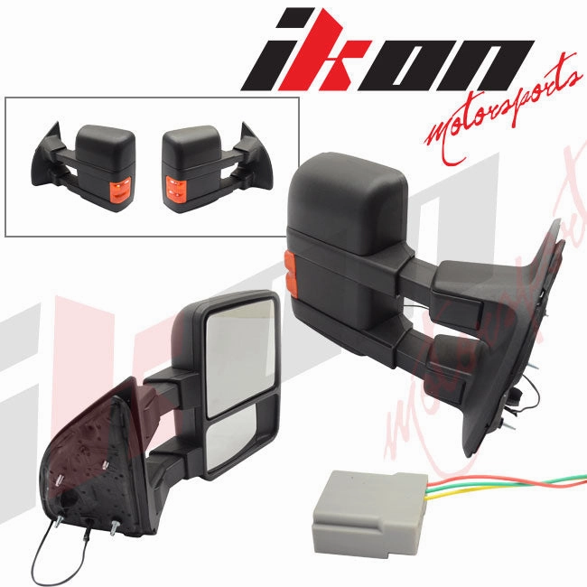 1999-2007 F250 Side View Towing Mirror Power Dual Arm Pair Non Heated