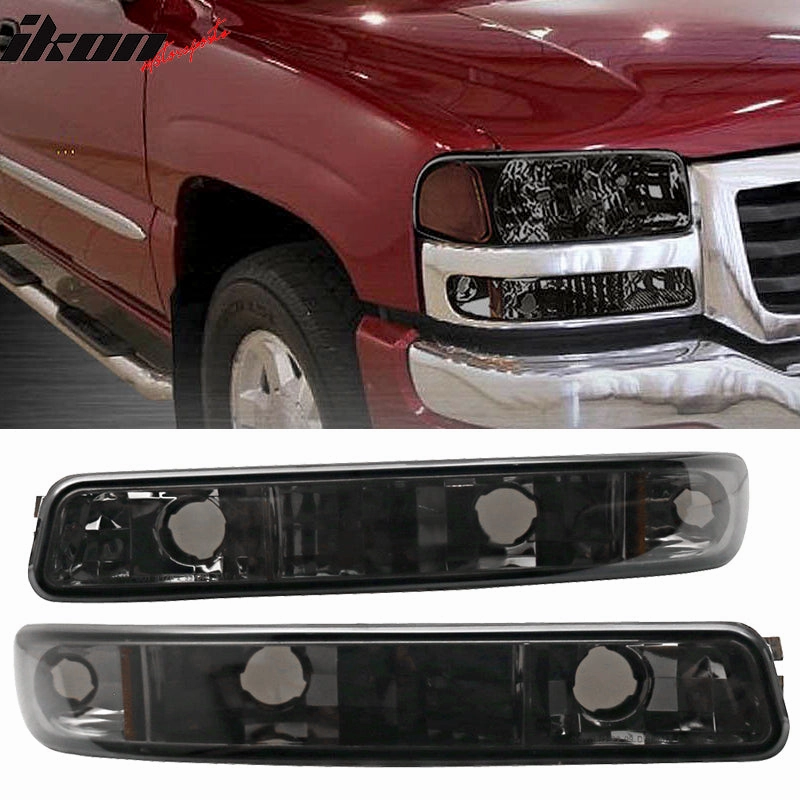 1999-2007 GMC Yukon Chrome Smoke Lens Amber Reflector LED Headlight