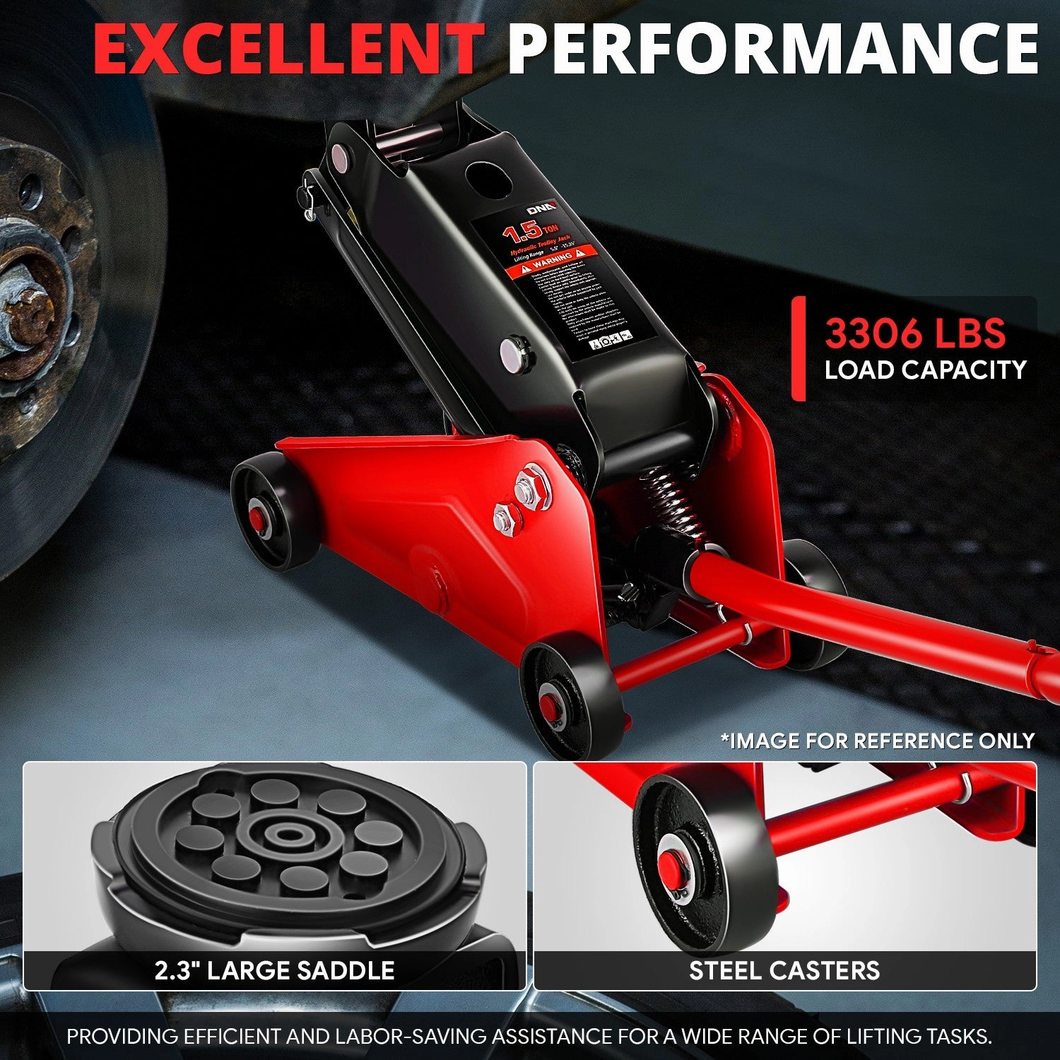 1.5 Ton Floor Jack [ A Variety of color options] <br> Lifting Range: 5.5 to 15.35 in.