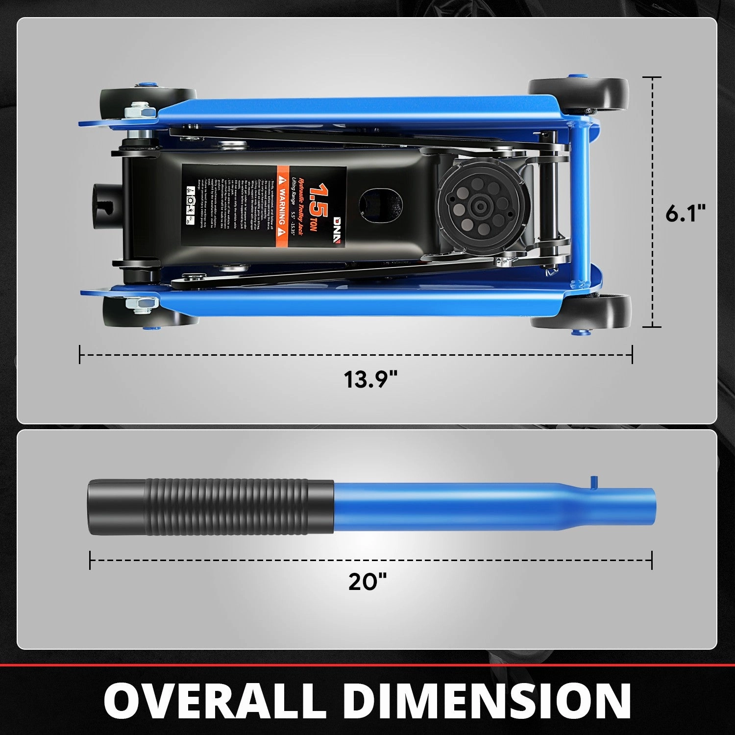 1.5 Ton Floor Jack [ A Variety of color options] <br> Lifting Range: 5.5 to 15.35 in.