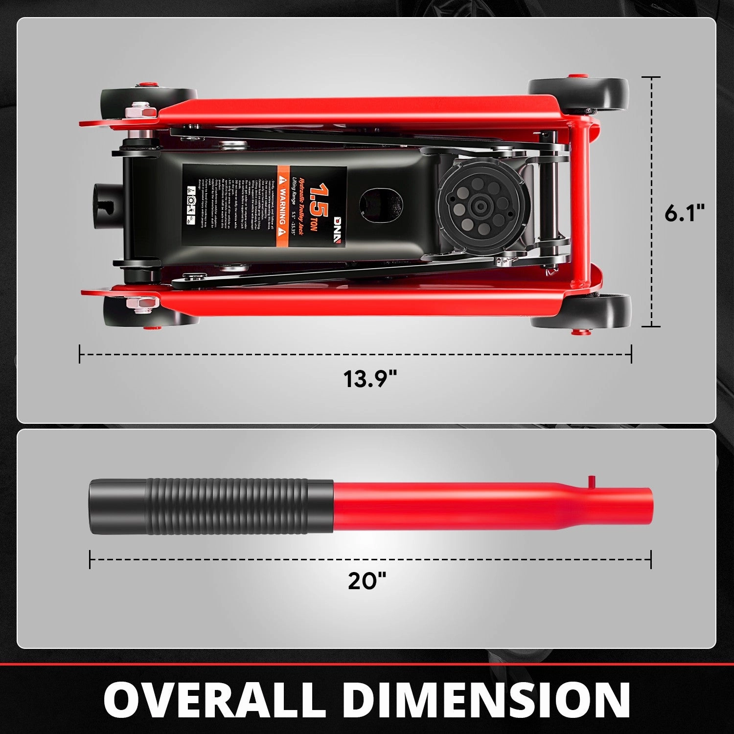 1.5 Ton Floor Jack [ A Variety of color options] <br> Lifting Range: 5.5 to 15.35 in.