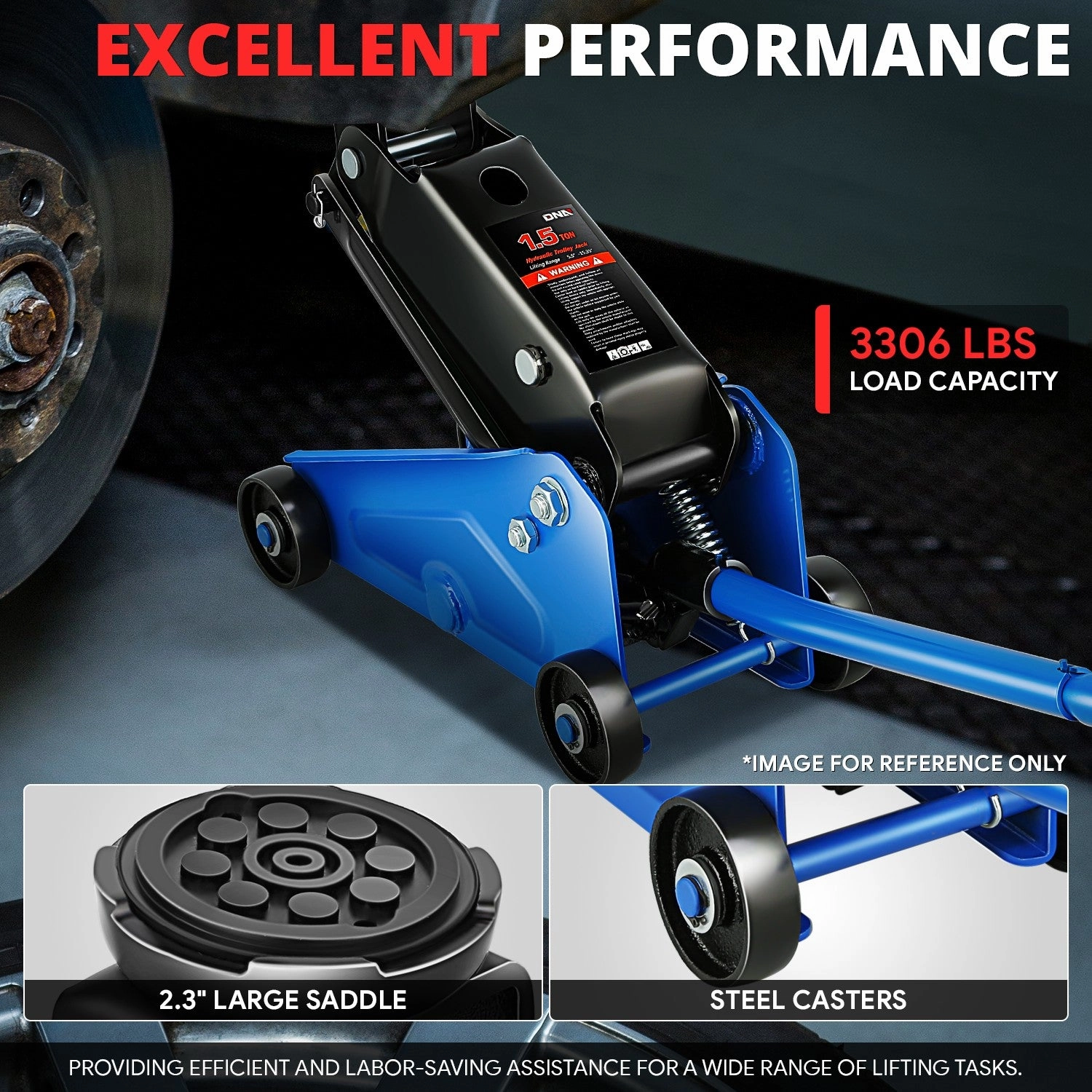 1.5 Ton Floor Jack [ A Variety of color options] <br> Lifting Range: 5.5 to 15.35 in.