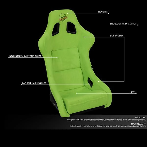 1 Piece Large Green Alcantara Fabric Bucket Racing Seat <br>Universal