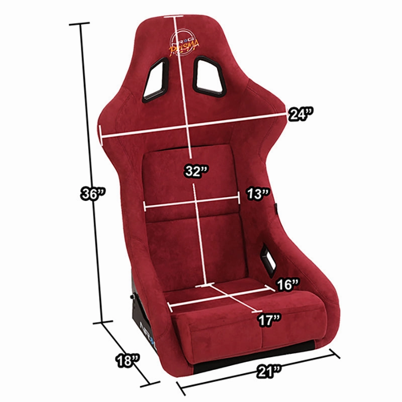 1 Piece Large Maroon Alcantara Fabric Bucket Racing Seat <br>Universal