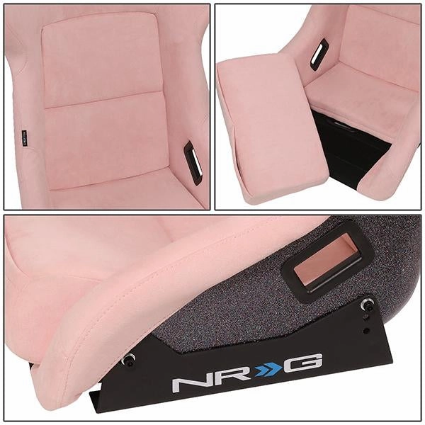 1 Piece Large Pink Alcantara Fabric Bucket Racing Seat <br>Universal