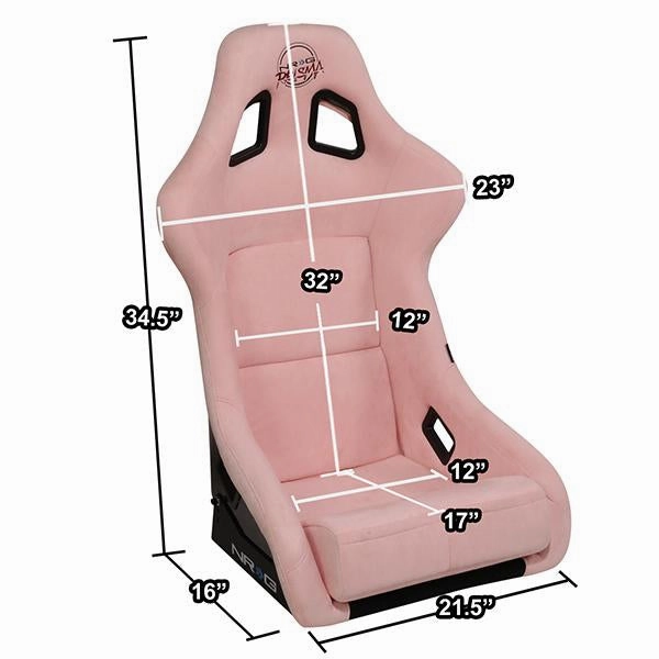 1 Piece Large Pink Alcantara Fabric Bucket Racing Seat <br>Universal