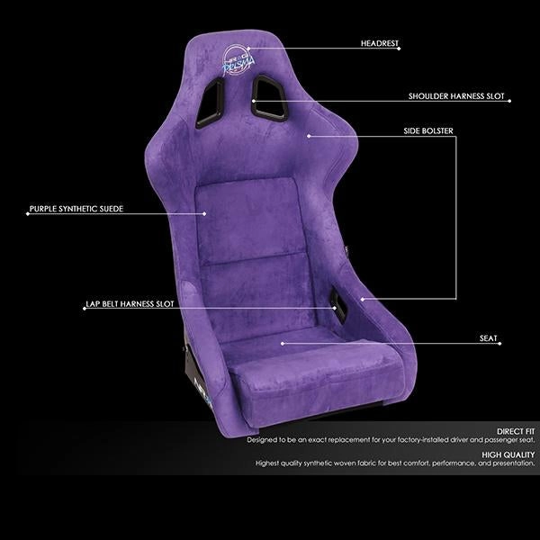 1 Piece Large Purple Alcantara Fabric Bucket Racing Seat <br>Universal