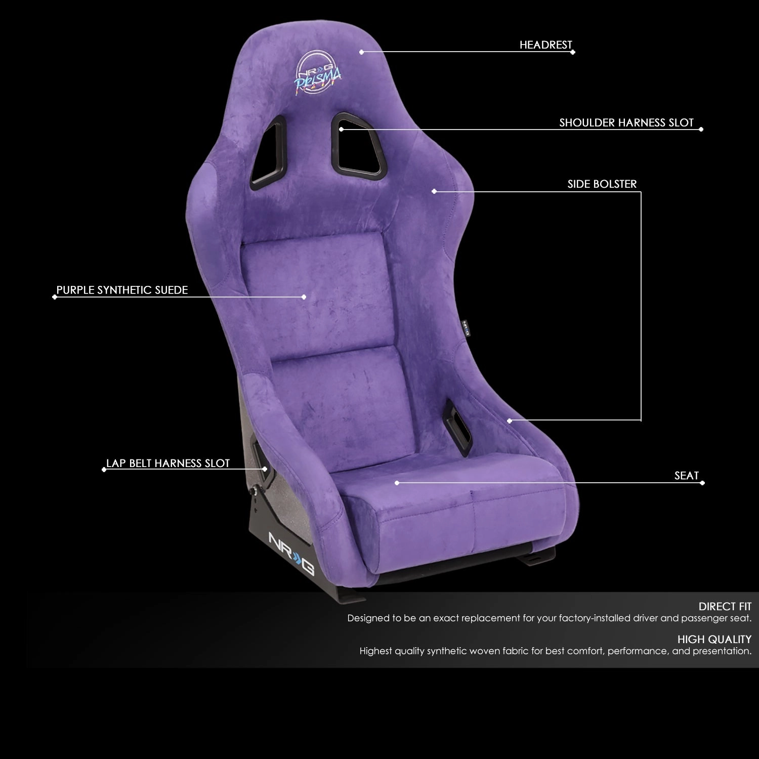 1 Piece Medium Alcantara Fabric Prisma Fixed Bucket Racing Seat <br>Universal