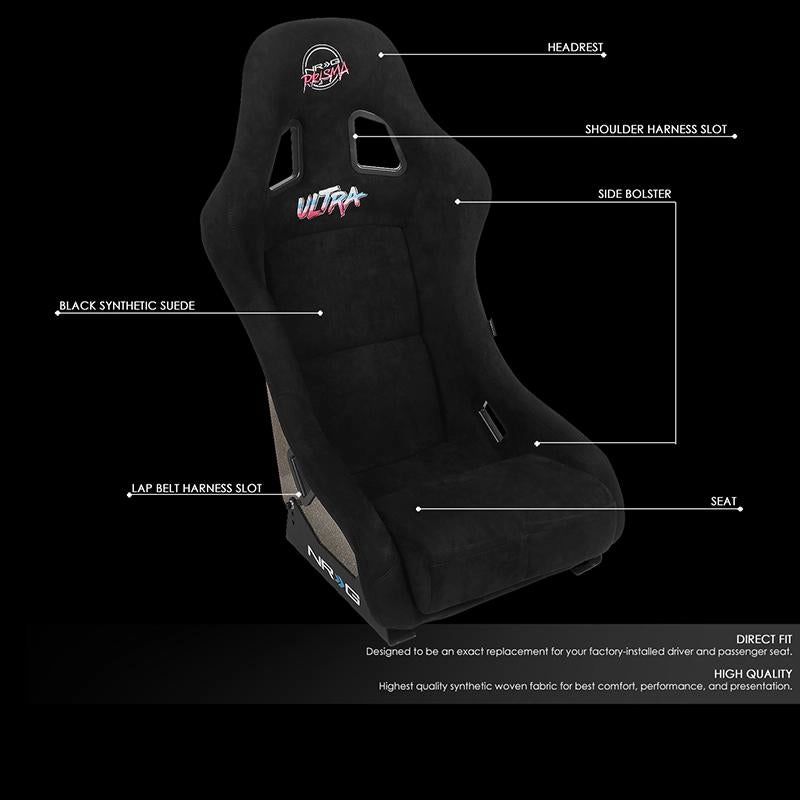 1 Piece Medium Alcantara Prisma Ultra Fixed Bucket Racing Seat <br>Universal