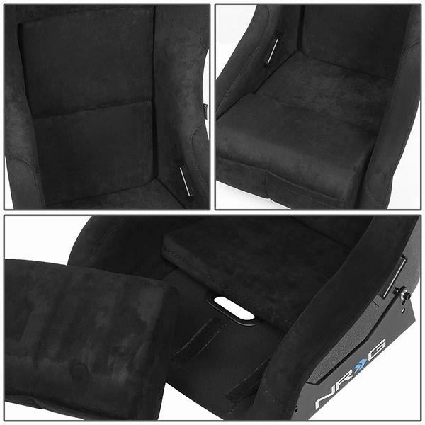 1 Piece Medium Black Alcantara Full Bucket Racing Seat <br>Universal