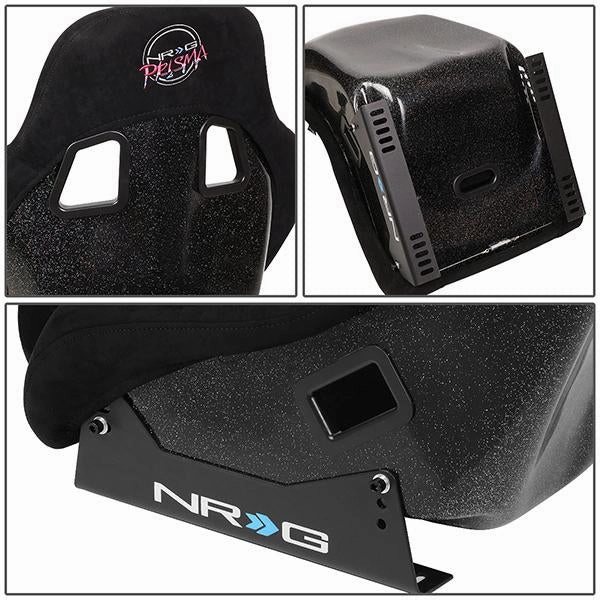 1 Piece Medium Black Alcantara Full Bucket Racing Seat <br>Universal