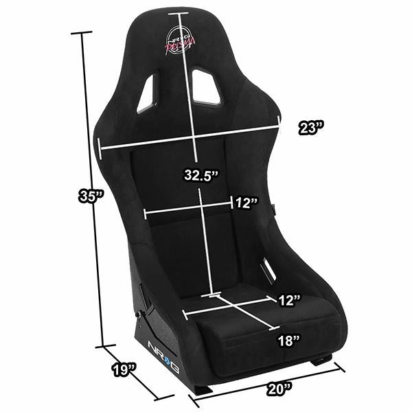 1 Piece Medium Black Alcantara Full Bucket Racing Seat <br>Universal