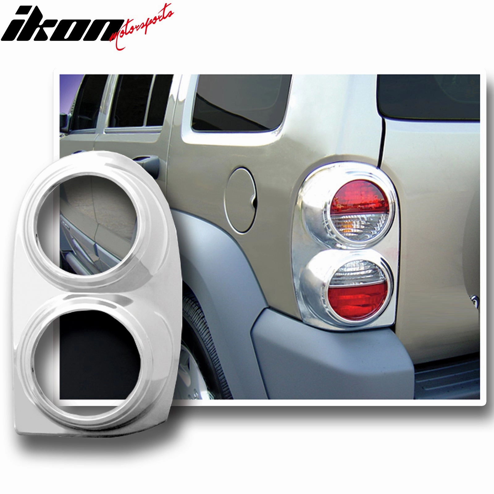 2002-2007 Jeep Liberty Chrome ABS Tail Lights Frame Bezel Trim Pair