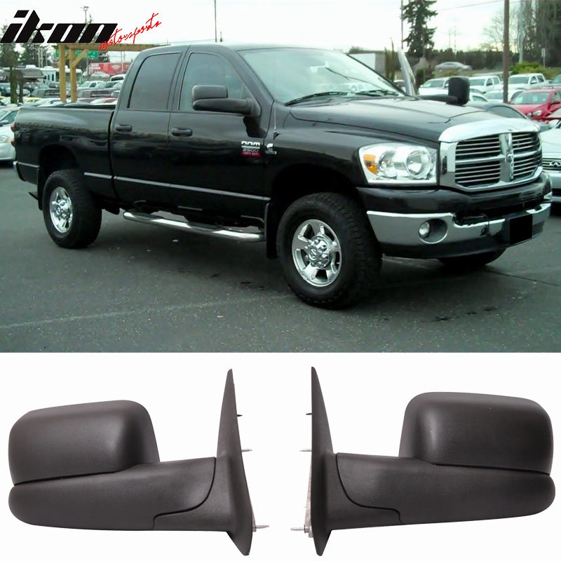 2002-2008 Ram 1500 2002-2009 2500 3500 Side View Tow Mirrors Manual