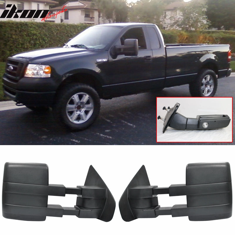 2004-2014 F150 Side View Towing Mirrors Manual Non Heated Unpainted