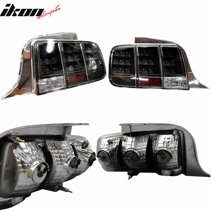 2005-2009 Ford Mustang 3C Black LED Tail Lights Sequential Turn Signal