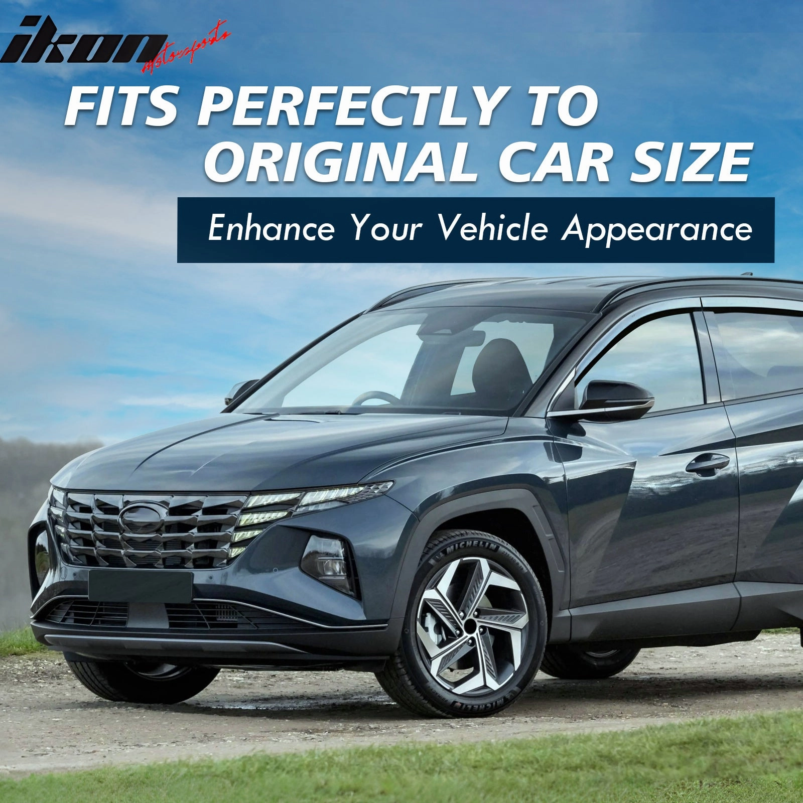 2005-2009 Hyundai Tucson Tape-On Dark Smoke 4PCS Window Visors ABS