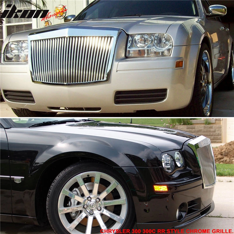 2005-2010 Chrysler 300 300C RR Phantom Chrome Front Bumper Grille ABS