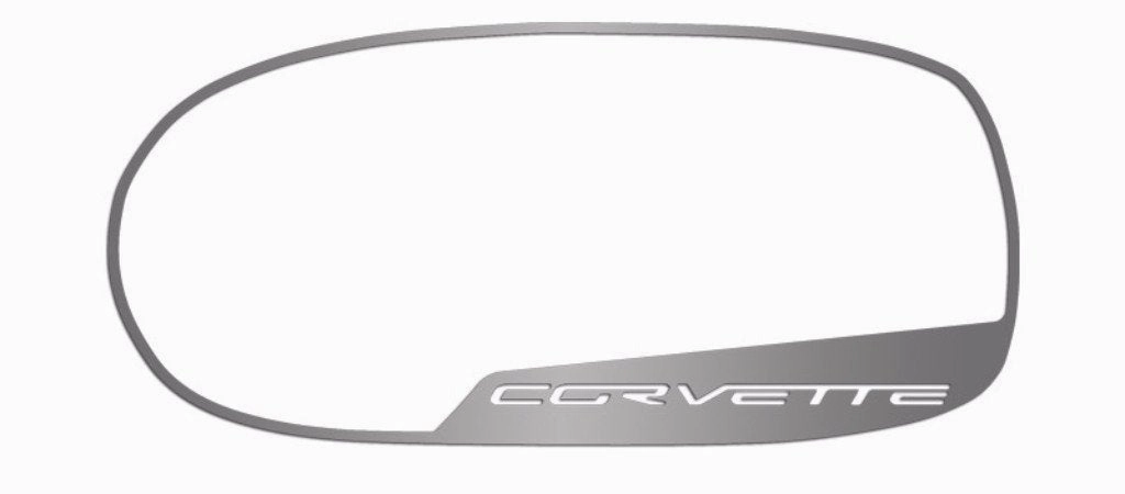 2005-2013 C6 Corvette - CORVETTE Style Side View Mirror Trim 2Pc [Standard] - Brushed Stainless