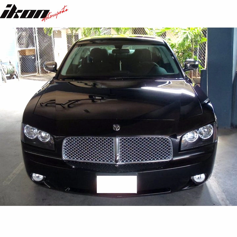 2006-2010 Dodge Charger Chrome Mesh Front Bumper Hood Grille Grill ABS