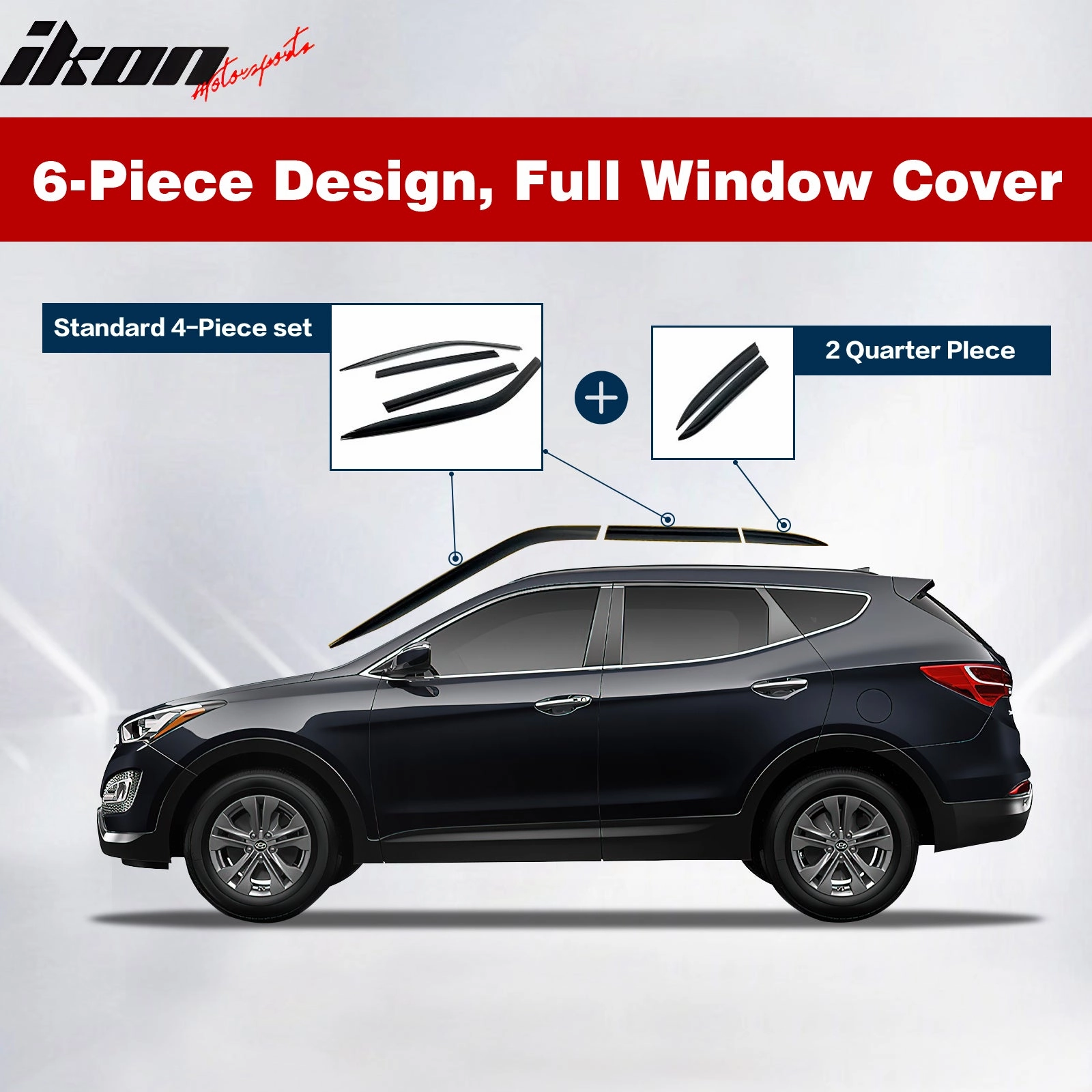 2007-2011 Honda CR-V Window Visor ABS Chrome Rain Guard 6PC Deflector