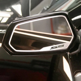 2010-2013 Camaro SS - Side View Mirror Trim 'SS' Style 2Pc | Brushed Stainless Steel