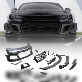 2019-2025 Chevy Camaro ZL1 1LE Track Package Front Bumper Conversion 13pcs Full Kit Flat BLK for RS Headlights