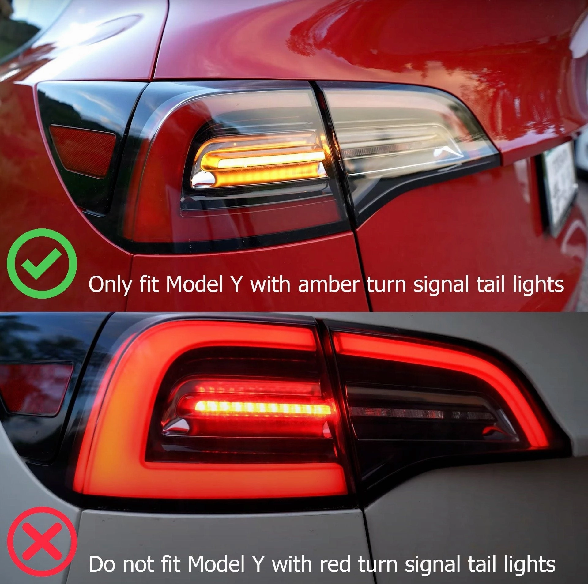 20-24 Tesla Model Y (With Stock Amber Turn Signal) PRO-Series LED Tail Lights Jet Black