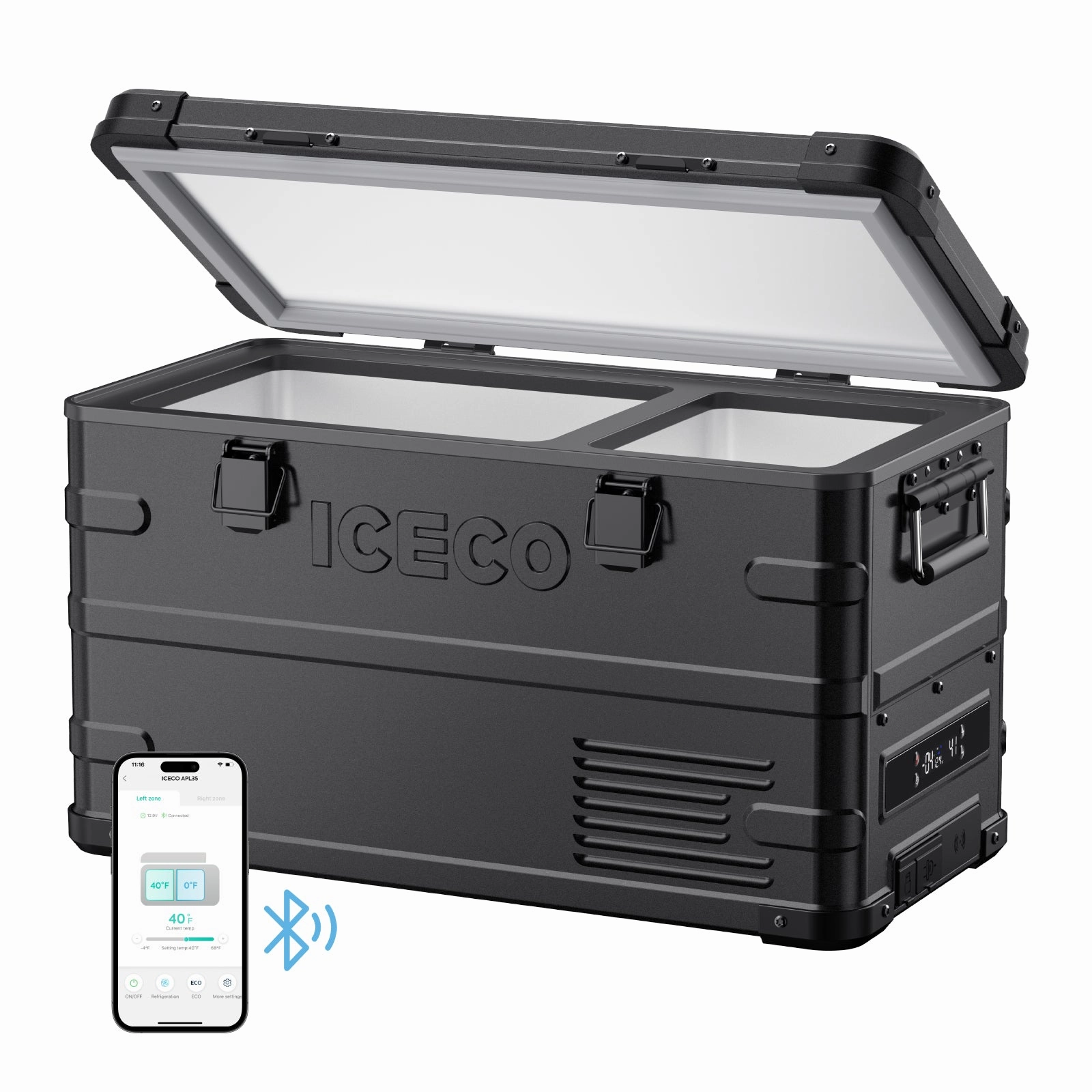 37QT APL35-Black Dual Zone Aluminum Freezer With PB1000 Power Station | ICECO