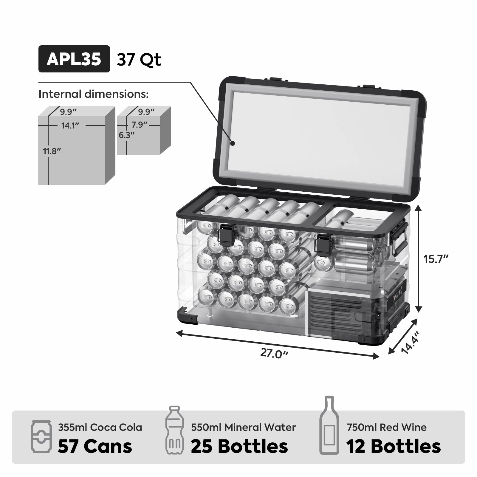 37QT APL35-Black Dual Zone Aluminum Freezer With PB1000 Power Station | ICECO