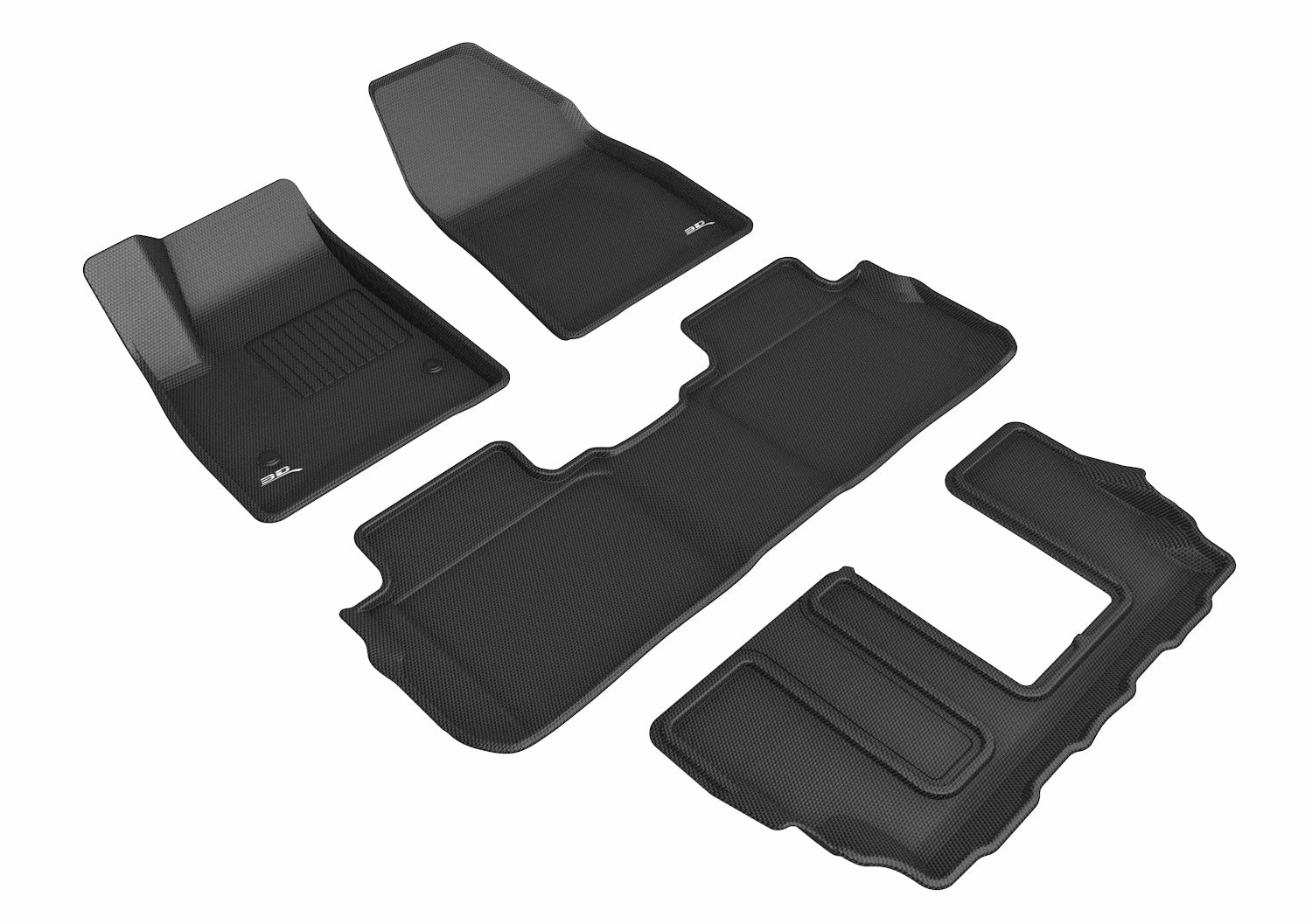 3D MAXpider Floor Mats Cadillac XT6  6 / 7 Seater (20-24) All-Weather Kagu Series Black - Front / Second / Third Row