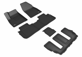 3D MAXpider Floor Mats Cadillac XT6  6 / 7 Seater (20-24) All-Weather Kagu Series Black - Front / Second / Third Row