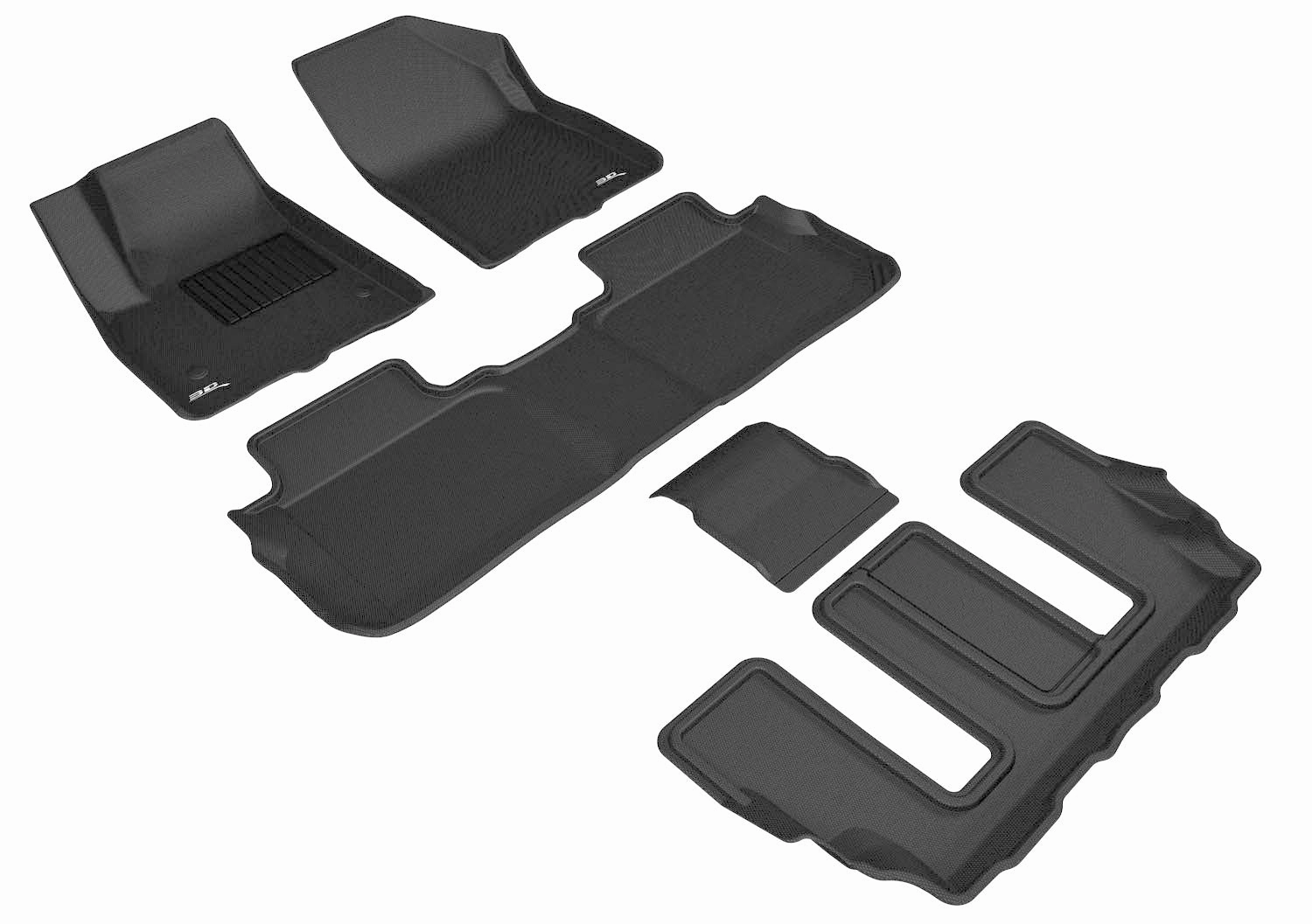 3D MAXpider Floor Mats GMC Acadia (2017-2023) All-Weather Kagu Series - Front / Second / Third Row
