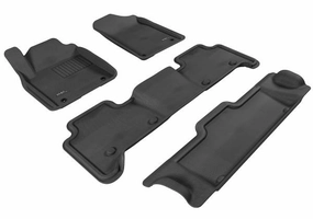 3D MAXpider Floor Mats Infiniti QX80 7 Seater (2014-2024) All-Weather Kagu Series Black - Front / Second / Third  Row