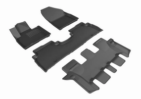 3D MAXpider Floor Mats Kia Sorento 7 Seater (16-20) All-Weather Kagu Series Black - Front / Second / Third Row