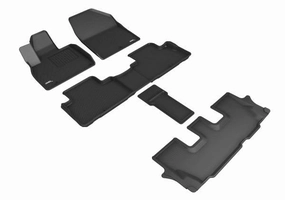 3D MAXpider Floor Mats Kia Telluride 7 Seater (20-24) All-Weather Kagu Series Black - Front / Second / Third Row