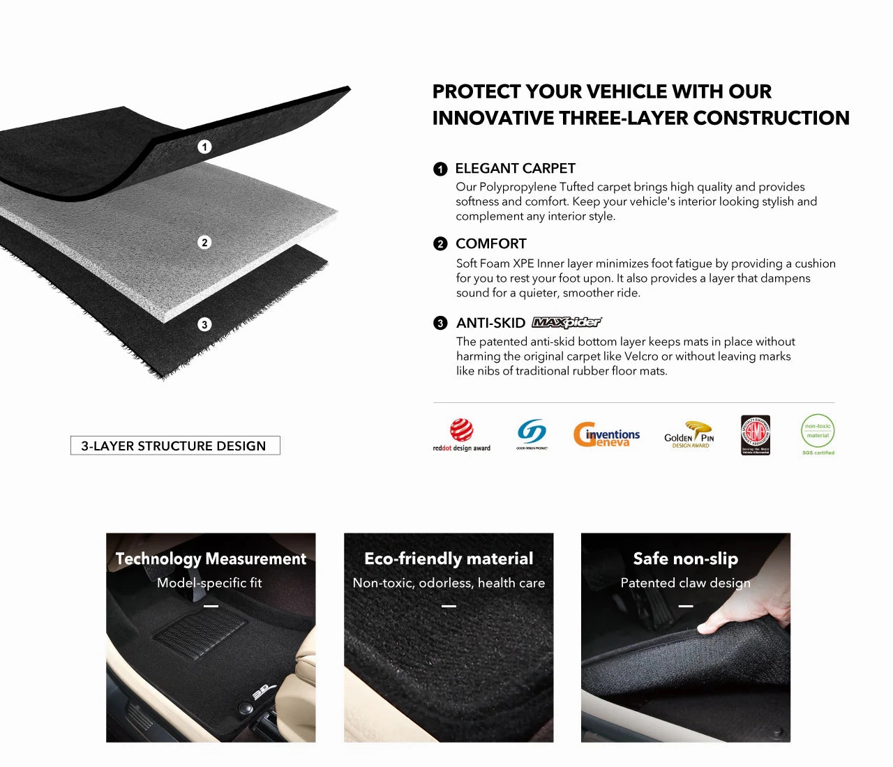 3D MAXpider Floor Mats Toyota Camry (2015-2017) All-Weather Elegant Series - Complete Set