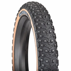 45NRTH Dillinger 5 27.5x4.5, 60tpi, Tubeless Folding Tan Sidewall (252 Concave Carbide) Studded Fat Bike Tire
