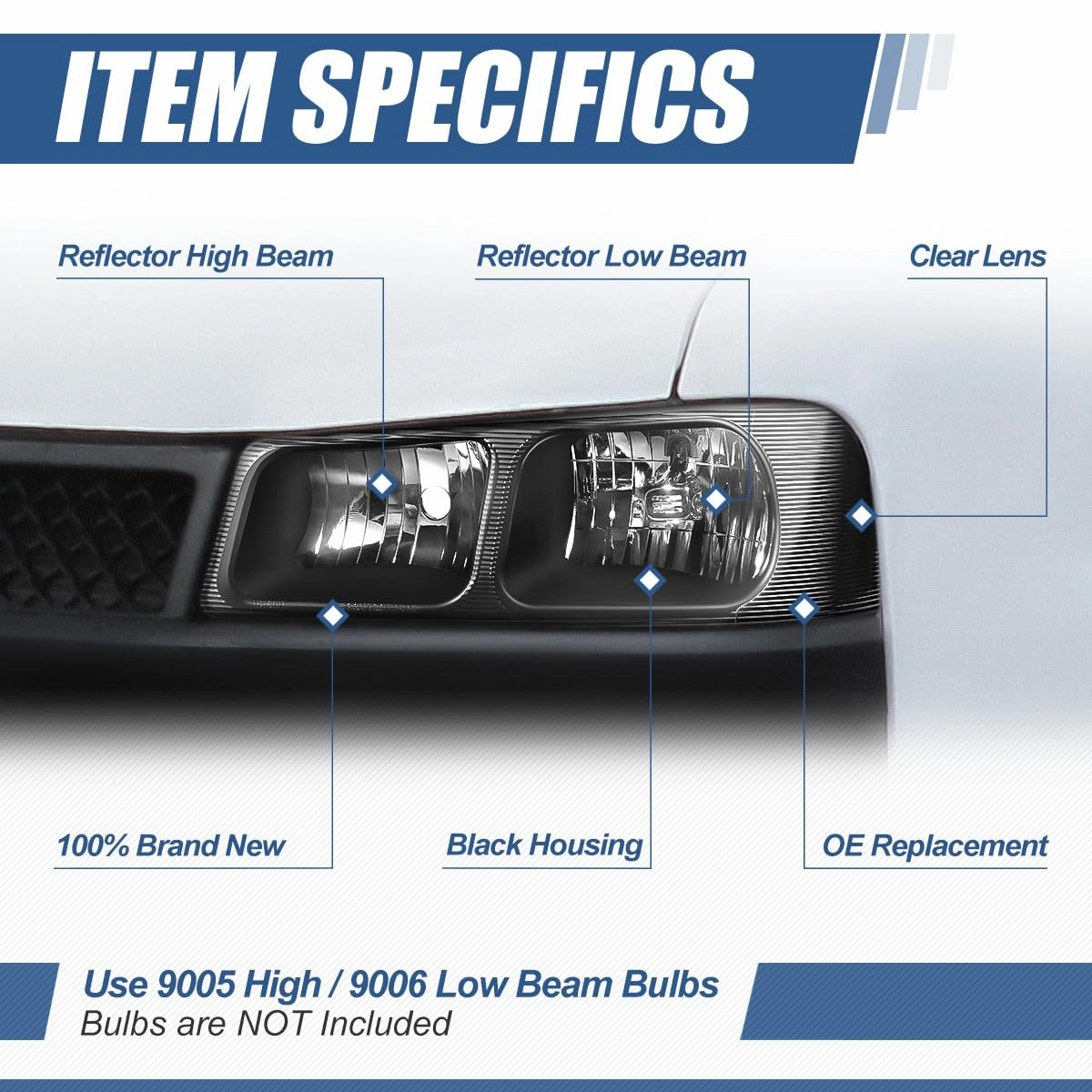 (Left or Right) Single Replacement Headlight <br> 03-23 Chevy Express, GMC Savana