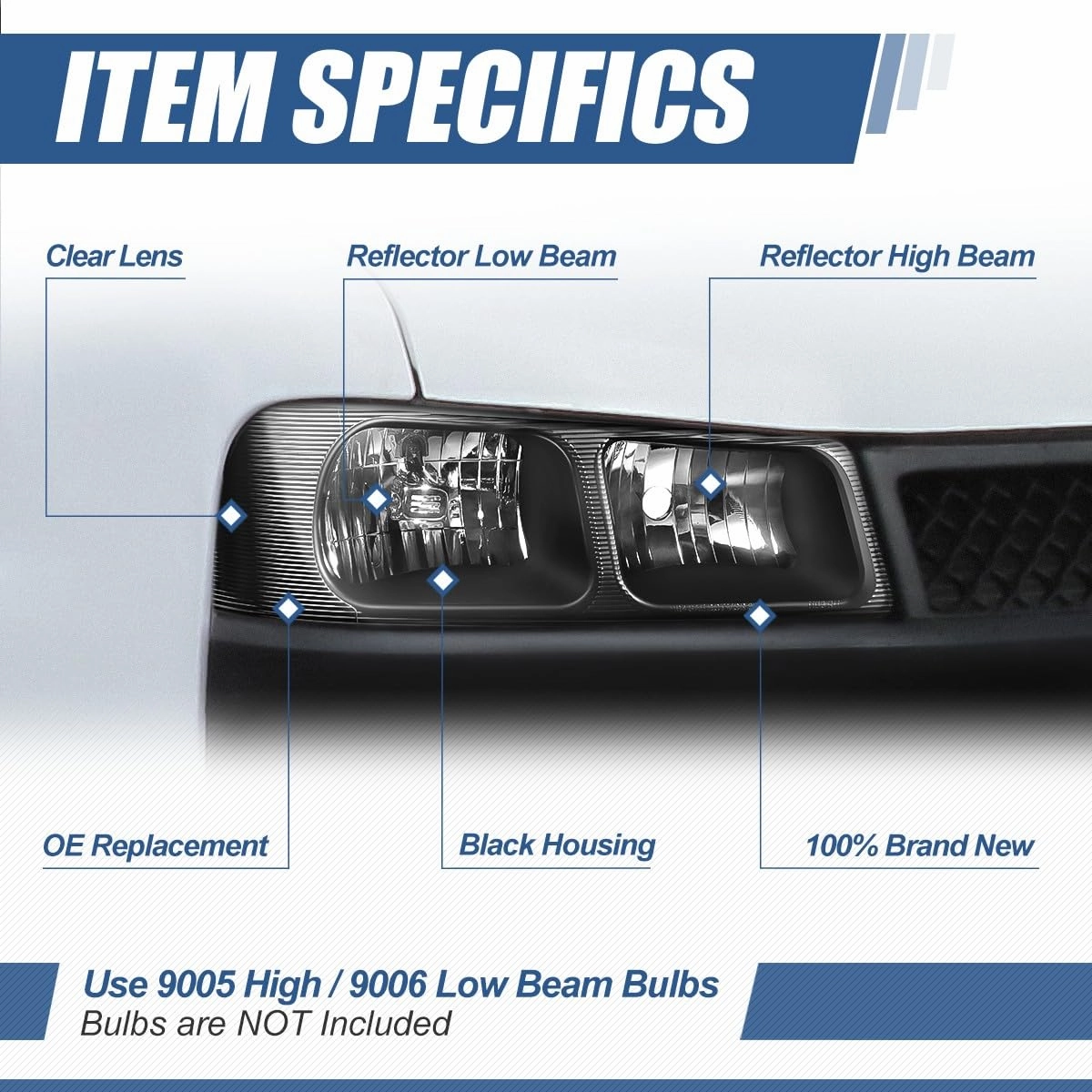 (Left or Right) Single Replacement Headlight <br> 03-23 Chevy Express, GMC Savana