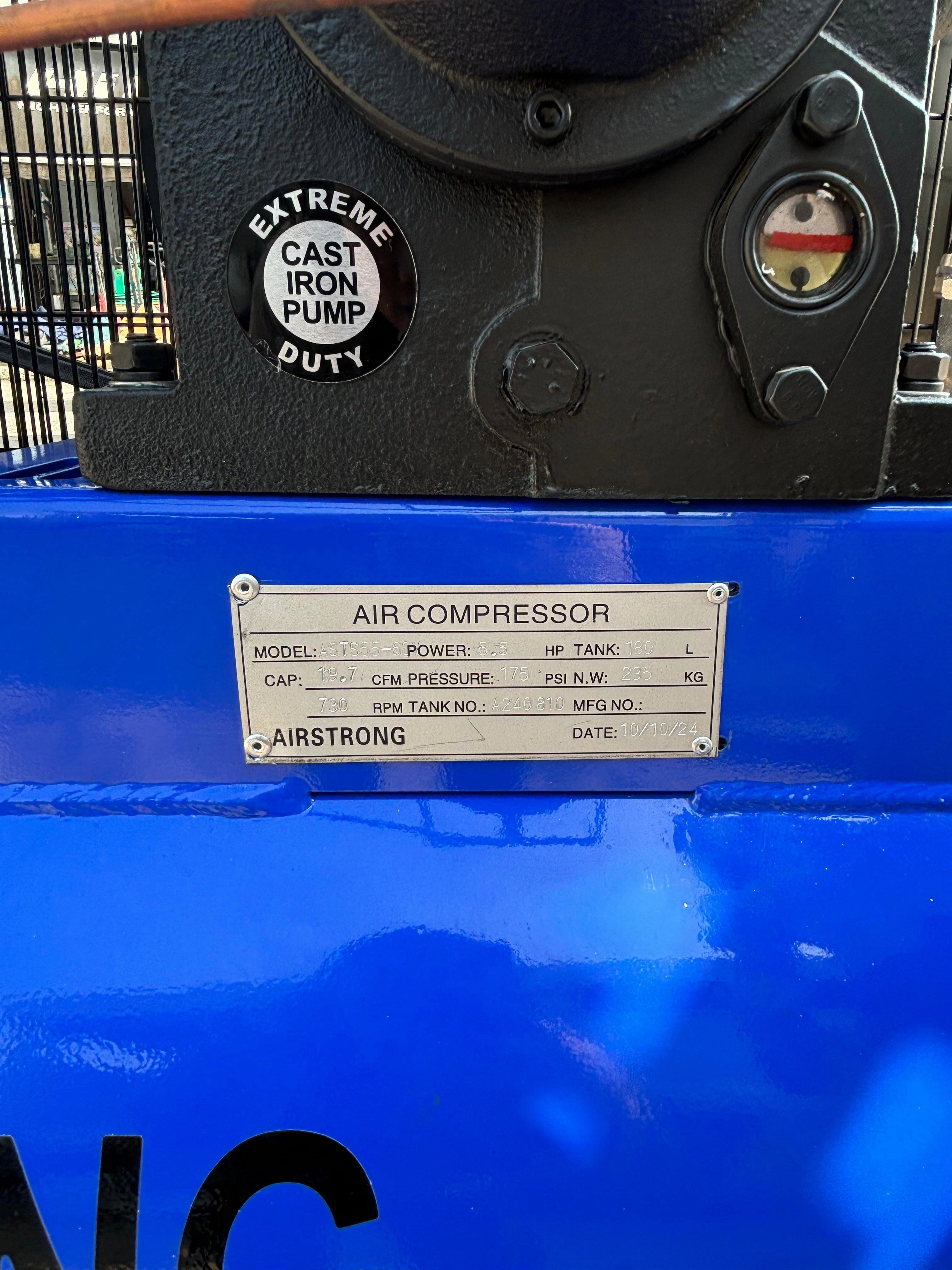 Airstrong 10hp 180L 2stage Loncin Diesel Air Compressor With L186E | Model : ASTS55U-180-186D