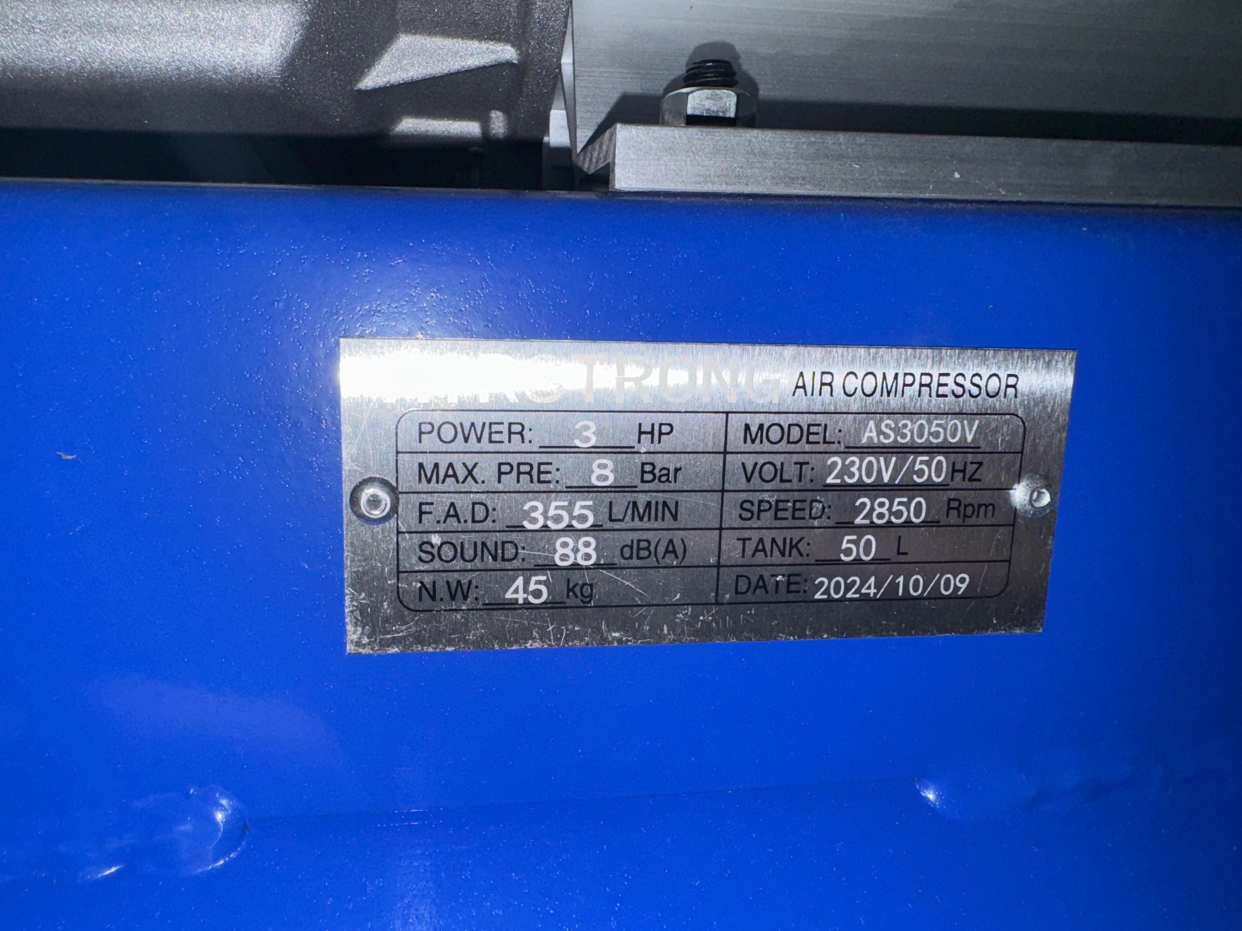 Airstrong 3HP 50L V-Shape Direct (ASME) | Model : AS3050V-ASME