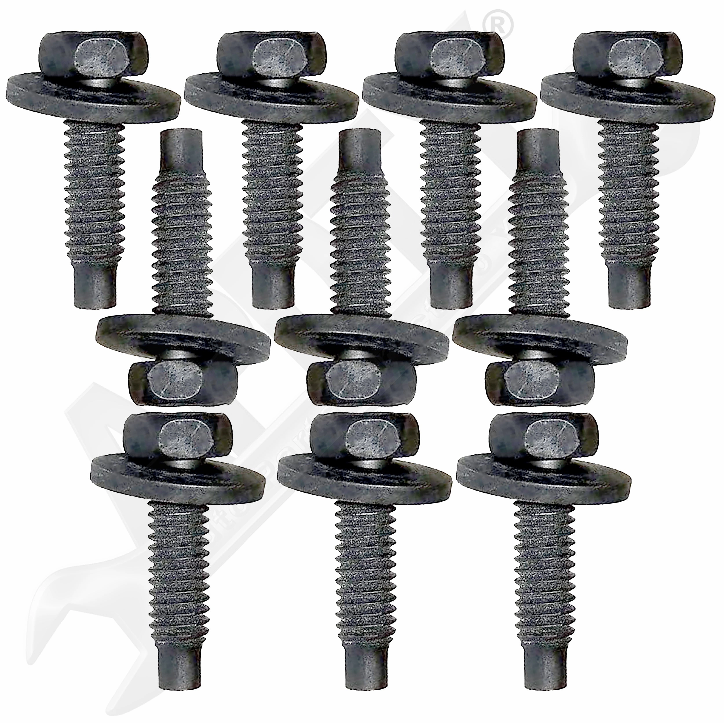 APDTY 104774 Flange Bolt Set Of 10 Hood Hinge, Fender, Body, Battery Hold Down