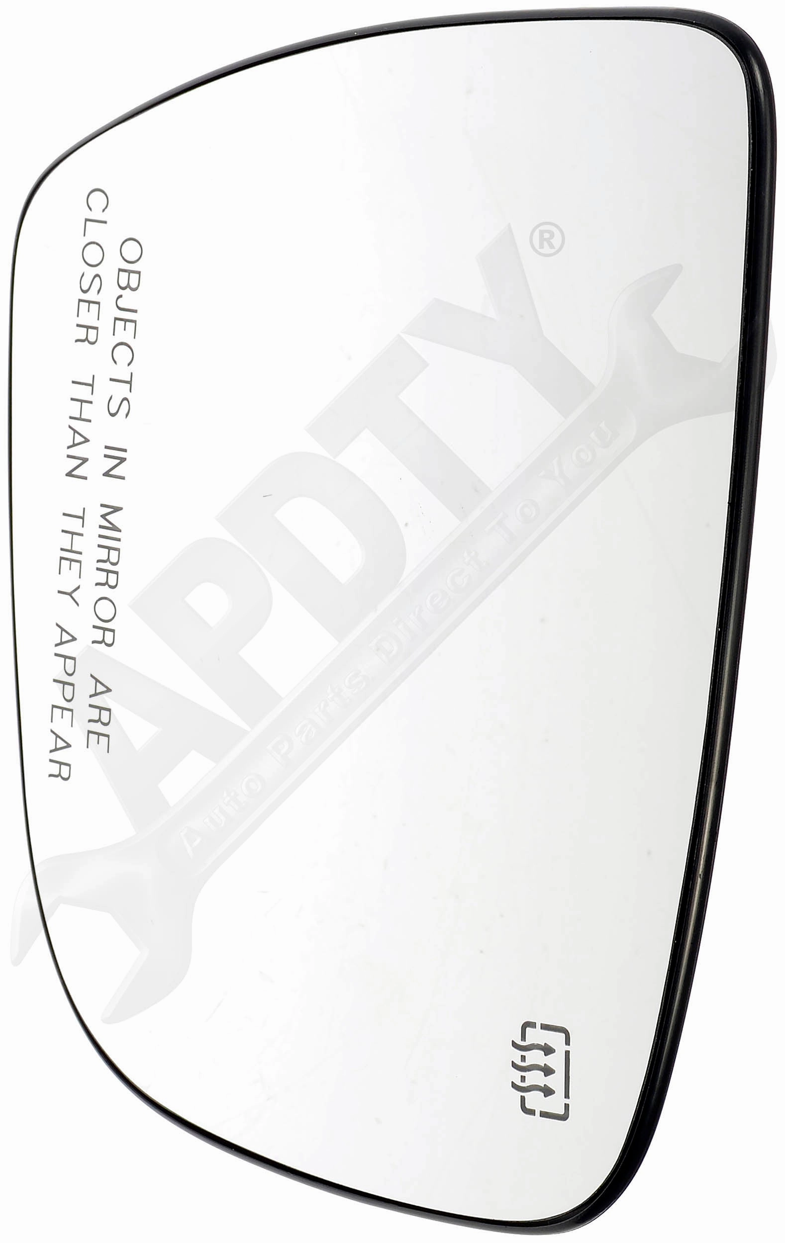 APDTY 159555 Front Right Plastic Backed Mirror Glass - Models with Heated Mirror